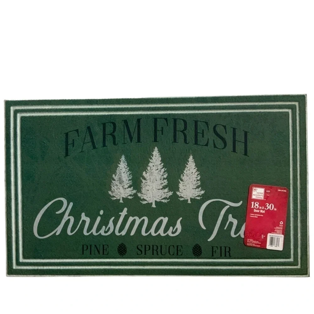Home Accents Doormat Heavy Duty Farm Trees Indoor Outdoor Large 18 x 30 in